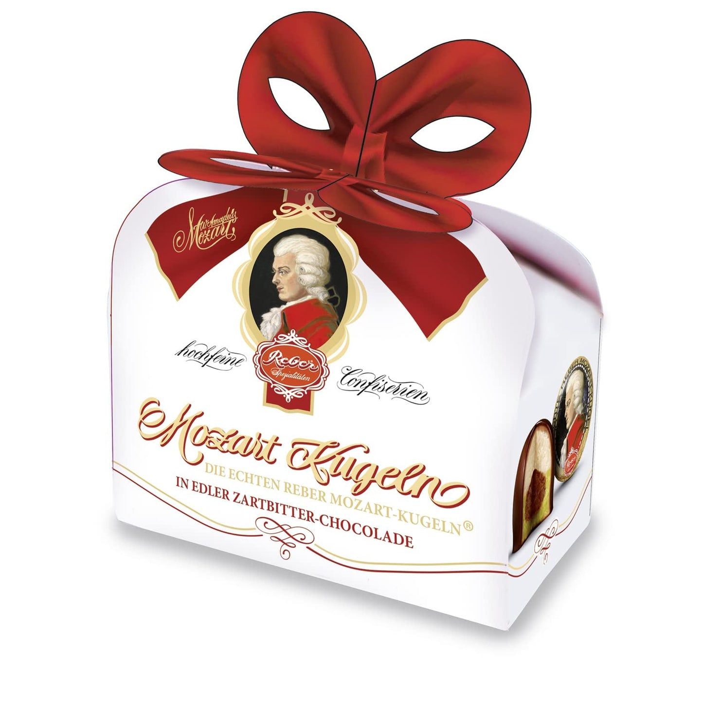 Rebel, Duet Mozart Kugeln, 2er Pack, Mozartkugeln aus dunkler Schokolade, gefüllt mit Pistazien und Marzipan, Mandeln und Haselnussnougat, 40g (2 Mozartkugeln)