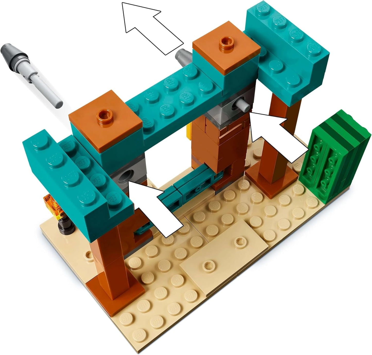 LEGO Minecraft The Illager Desert Patrol Videospielset für Kinder, Outpost-Minispielzeug und drei Minifiguren, darunter Plünderer, Diener und Kaktusritter 21267 Bausätze Besuchen Sie den LEGO-Store