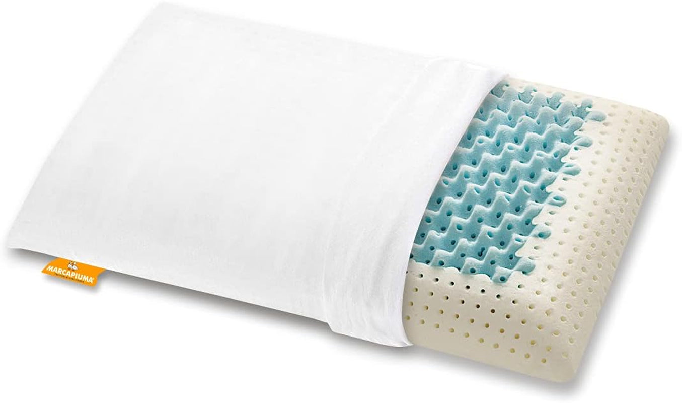 Marcapiuma - Pair of memory neck support pillows - Miss & Mister - Ultra breathable part - 100% cotton cover - Orthopedic - Visco Pillow Memory Foam - MEDICAL PRODUCT - Made in Italy Naty Shop standard pillows