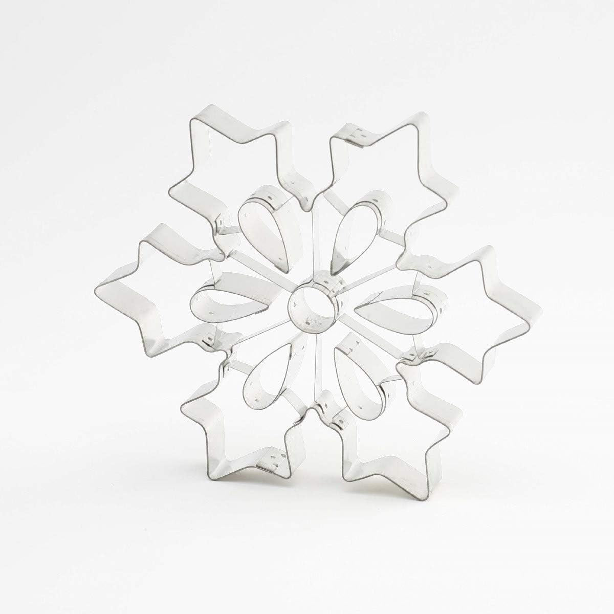 Thermohauser Keksdose (Edelstahl), große Schneeflockenform, glatter Rand, Durchmesser 19,5 cm