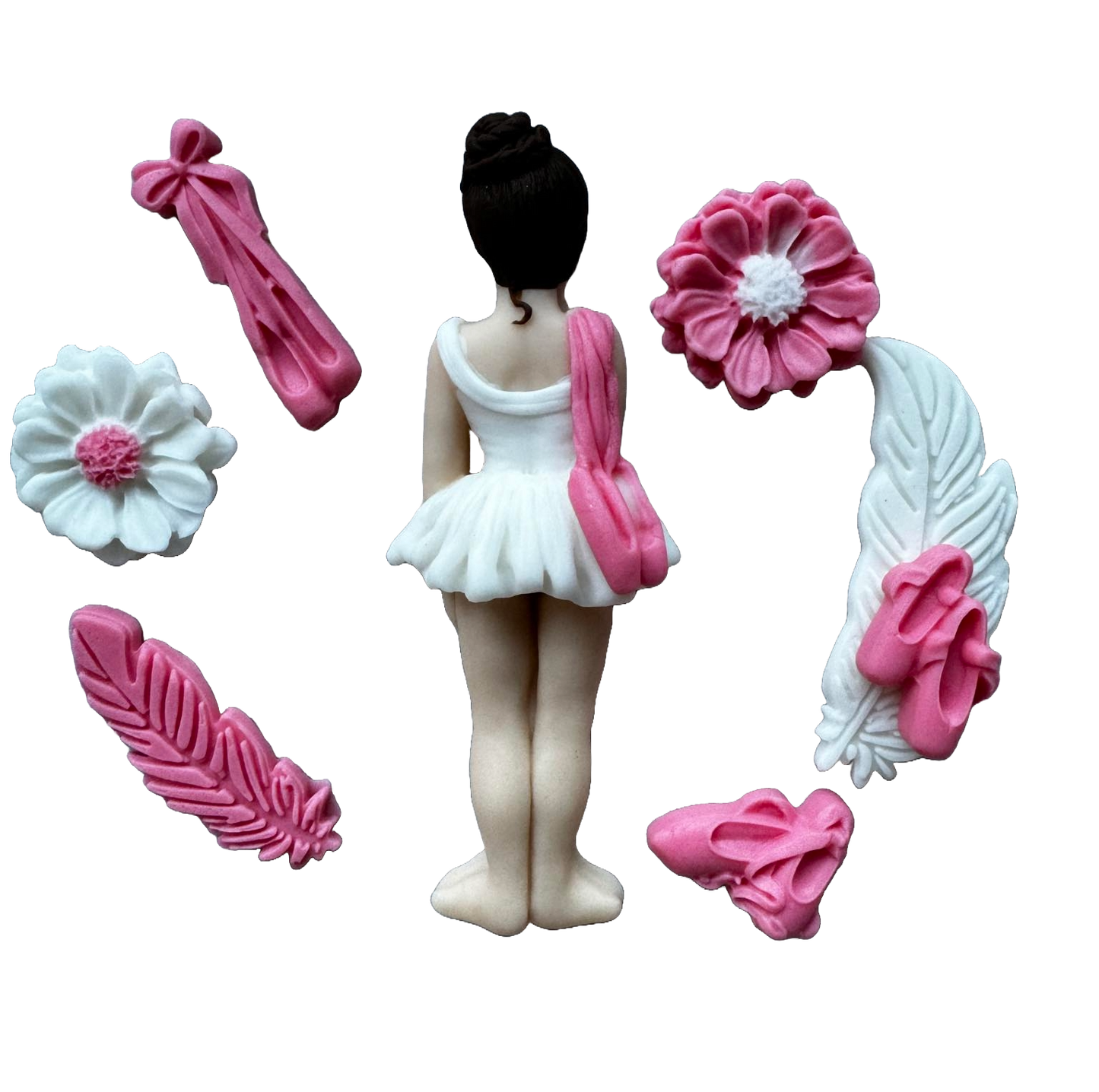 Set mit 8 essbaren Zuckerdekorationen, Ballerina-Dekorationen aus Zuckerpaste, Naty Shop