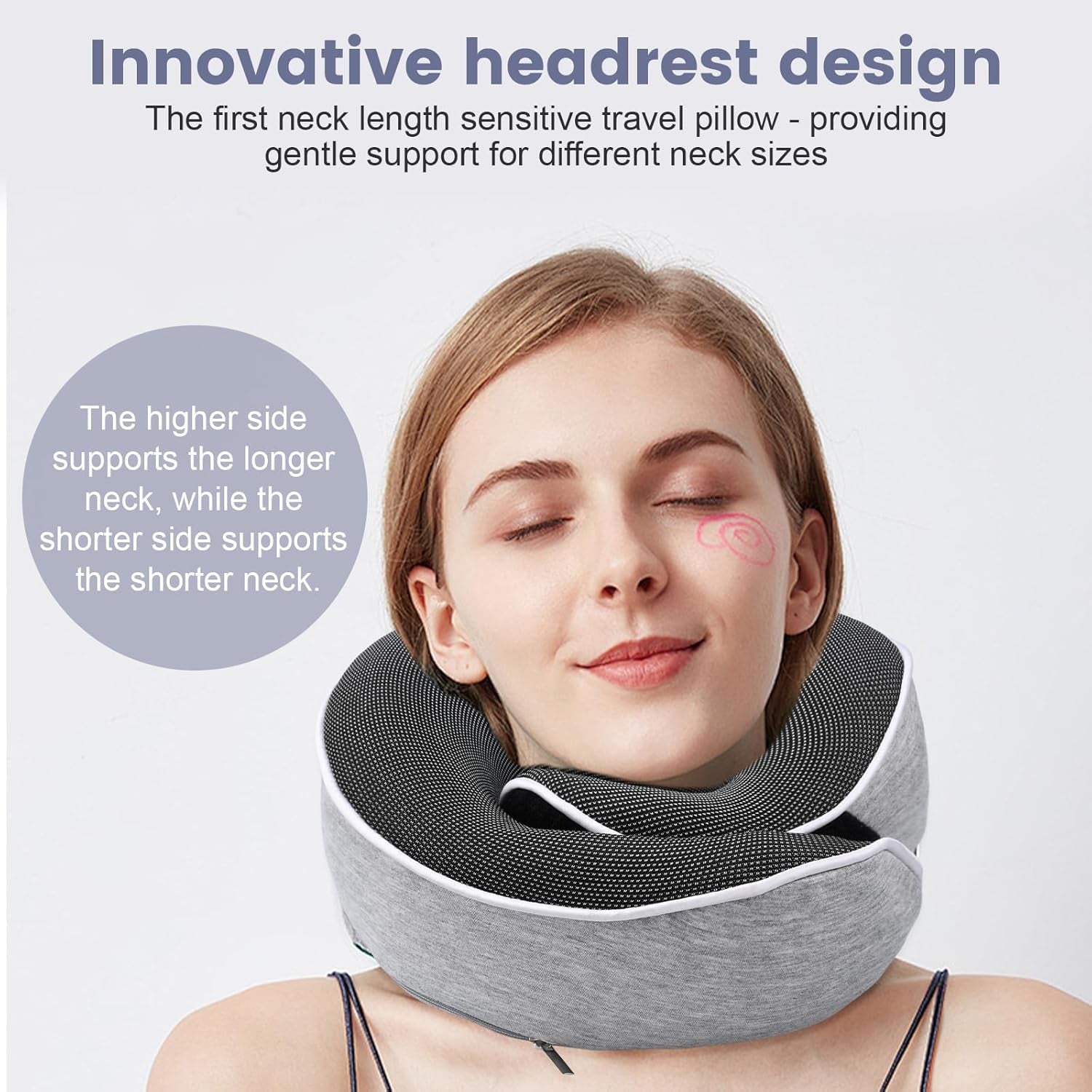 Nackenkissen aus Memory-Schaum, Reisekissen, ergonomisches Design, Nackenkissen aus Memory-Schaum mit Augenmaske, 2 Ohrstöpsel und Aufbewahrungstasche, perfekt zum Schlafen unterwegs auf Reisen, Naty Shop orthopädische Nackenkissen