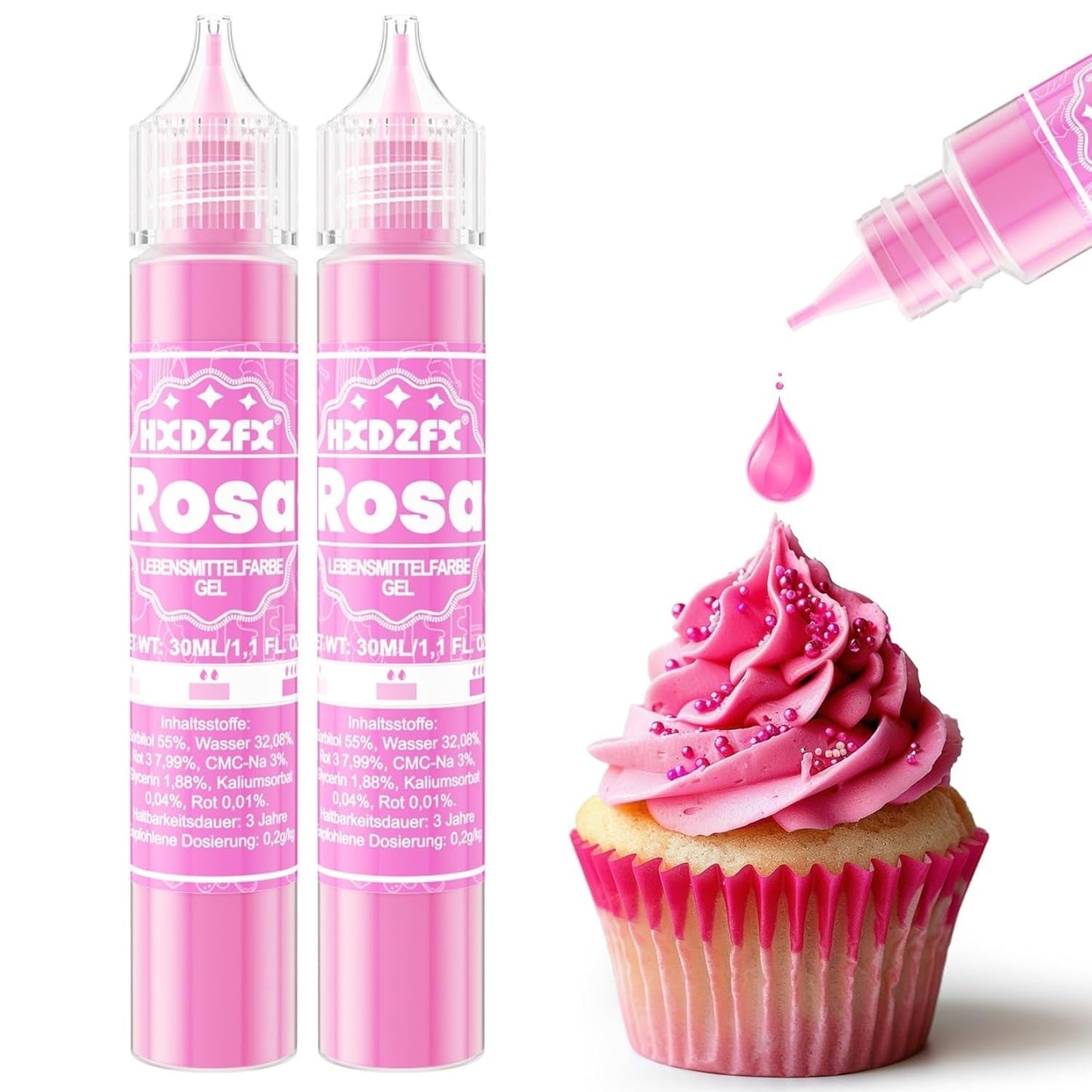 Gel-Lebensmittelfarbe – HXDZFX 2×30 ml, zuckerfreie Lebensmittelfarbe, hochkonzentriert, zum Dekorieren von Kuchen, weißem Fondant, Makronen, Keksen, Backen, Ostereiern, Schleim (Traubenviolett)