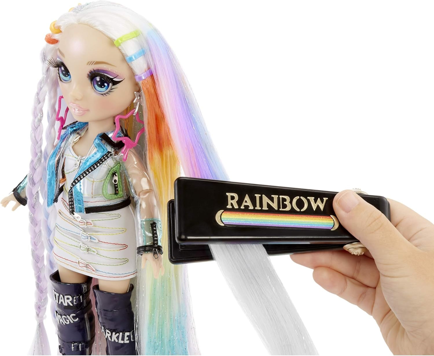 Rainbow High Hair Studio – Exklusives Amaya Raine Puppen-Spielset mit langen Haaren zum Stylen – inklusive waschbarer Haarkreide, Haarbürste, Zubehör – Geschenk für Kinder ab 6 Jahren