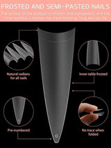 EBANKU 500 Stück künstliche gefälschte Nagelspitzen, matt, weiches Gel, klare Spitzen, künstliche Nagelspitzen für Nagelverlängerungen, falsches Nagelset, 12 Größen, A