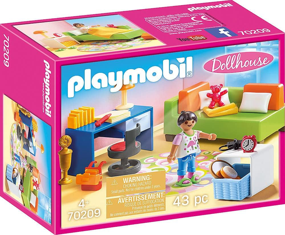 Puppenhaus 70985, zusammenklappbares Puppenhaus mit Griff, Spielzeug für Kinder ab 4 Jahren und Puppenhaus 70209, Jugendzimmer mit Mädchenfigur und Zubehör, ab 4 Jahren