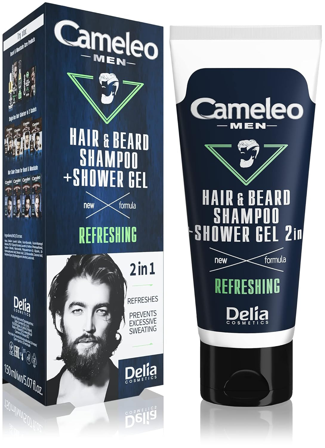Cameleo Men – Haarwäsche für Männer gegen Haarausfall, 150 ml Haarpflege Naty Shop Shampoo und Duschgel – 2 in 1