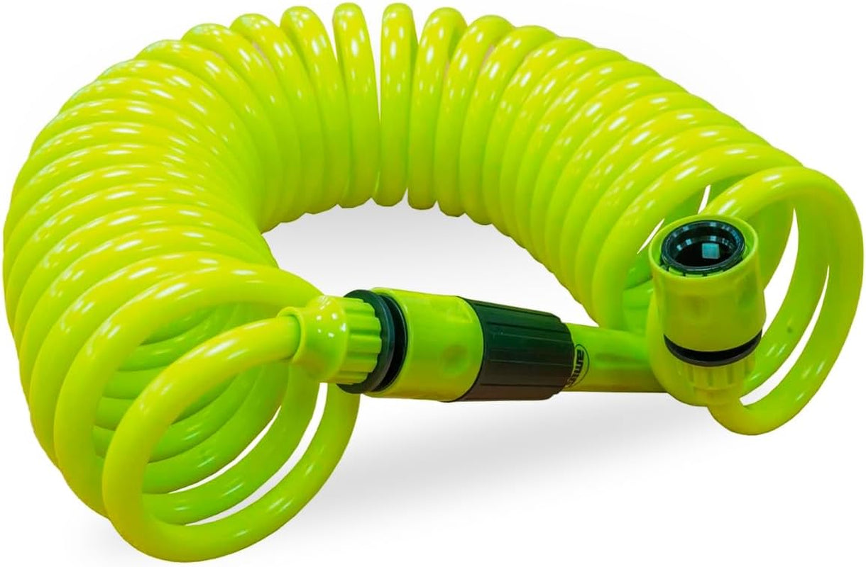 Amig - Spiralschlauch | Aus Polypropylen | Ausziehbar bis 7,5 m | Inklusive Bewässerungslanze, Adapter und 2 Gelenken | Pistaziengrün