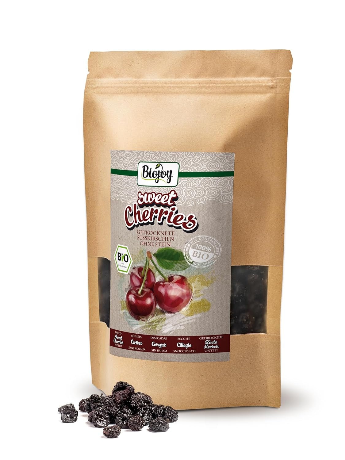 Biojoy getrocknete Süßkirschen (500 g), entkernt und schwefelfrei. Trockenprodukte Naty Shop
