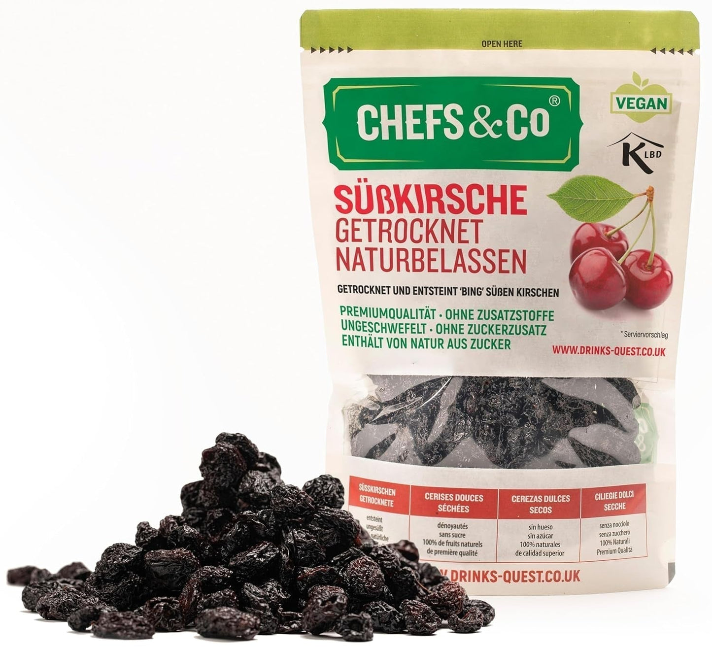 GETROCKNETE KIRSCHEN (NICHT GETROCKNET) -750g | getrocknete Süßkirschen ohne Kerne | 100 % natürlich | Premium-Qualität | Keine Zusatzstoffe, kein Schwefel und kein Zucker. Dehydrierte Produkte von Naty Shop