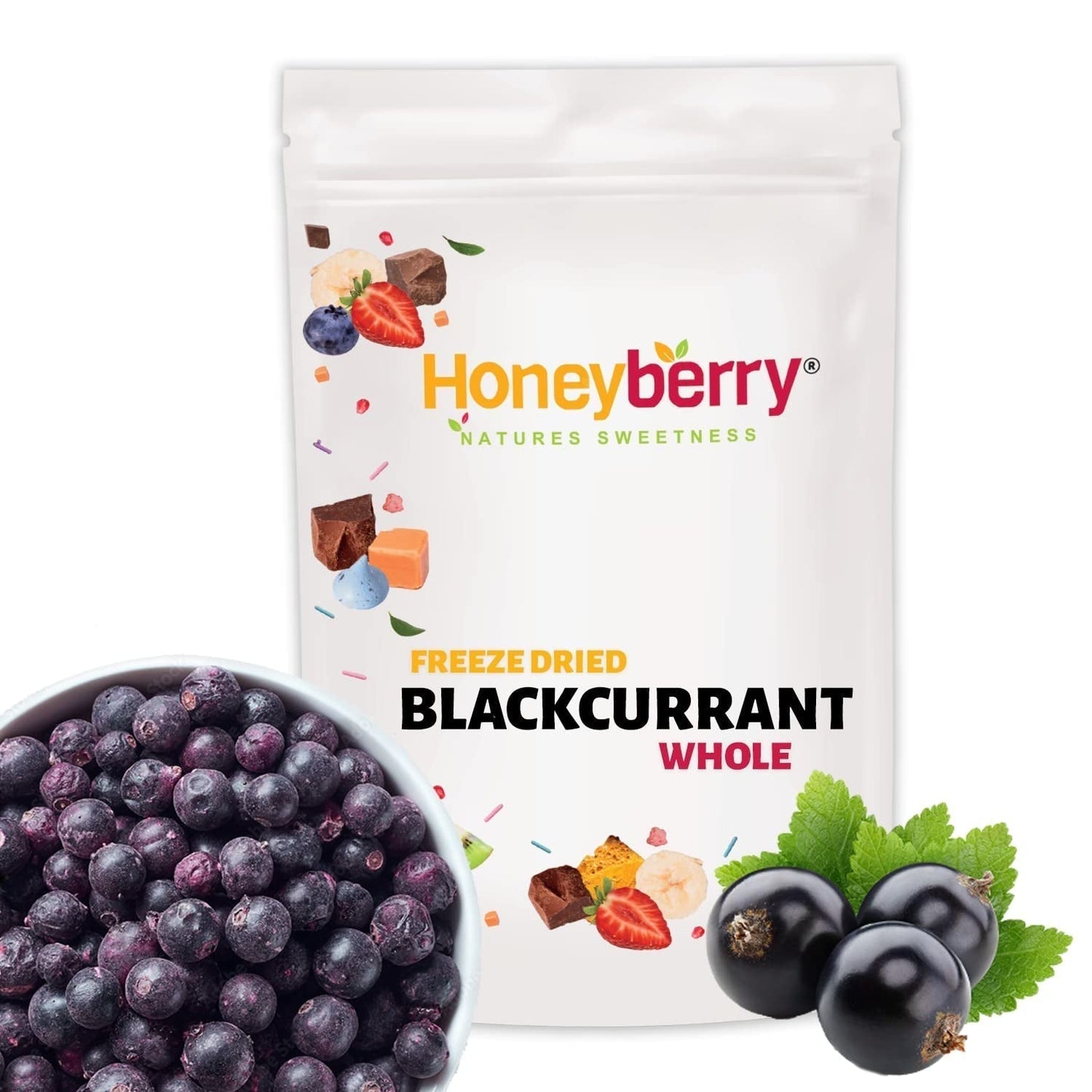 Gefriergetrocknete schwarze Johannisbeeren 250g - Gefriergetrocknete Früchte - Gefriergetrocknete Trockenfrüchte - Getrocknete schwarze Johannisbeeren zum Backen, Müsli, Dekorieren von Kuchen, Desserts Dehydrierte Produkte Naty Shop 250G
