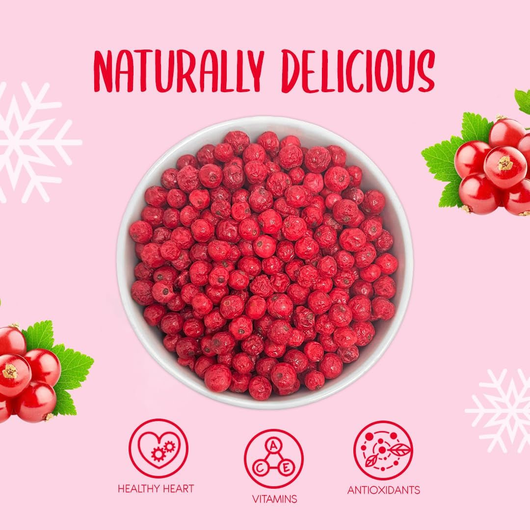 Gefriergetrocknete ganze Johannisbeeren 100g - Gefriergetrocknete Früchte - Gefriergetrocknete Trockenfrüchte - Rote Johannisbeeren zum Backen, Dekorieren von Kuchen, Snacks, Müsli, Desserts Dehydrierte Produkte Naty Shop