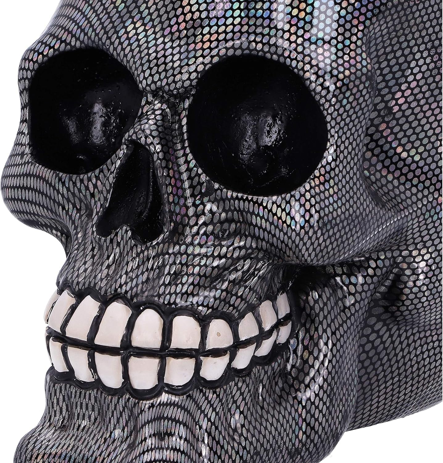 Holografischer silberner Netzschädel Silbernes holografisches Netzschädel-Ornament Silber 16,5 cm Statuetten und Skulpturen Naty Shop