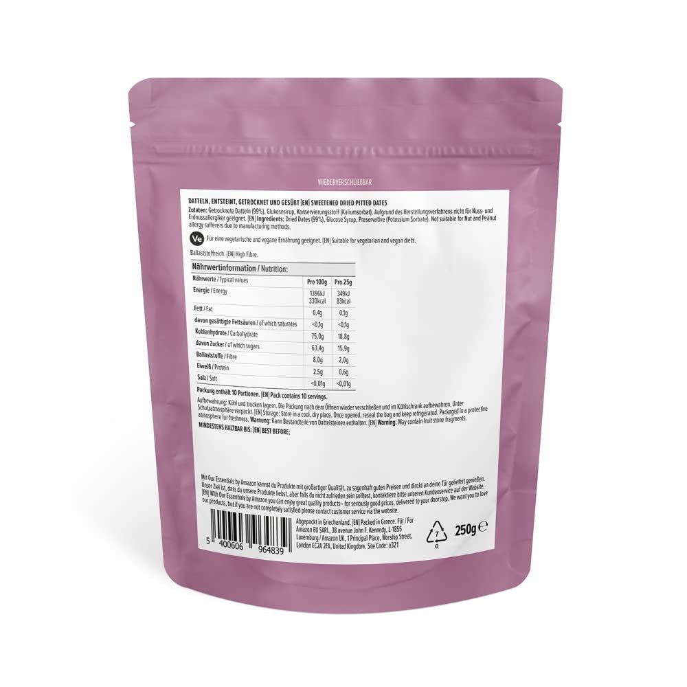Getrocknete und kernlose Datteln, 250g Naty Shop dehydrierte Produkte
