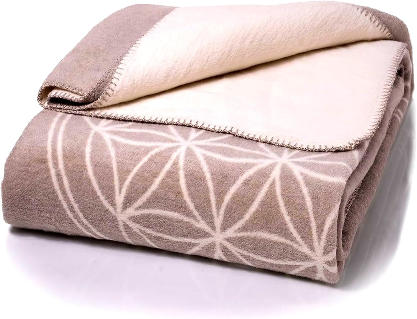 Glart bequeme Decke Flower of Life Pink-Ecru XL, 150X200 cm, extra flauschig als Sofadecke, Sofadecke, Yogadecke, Lebensdecke, Plüsch-Sofaüberwurf, Betten und Decken Glart Grau-Ecru 150X200Cm