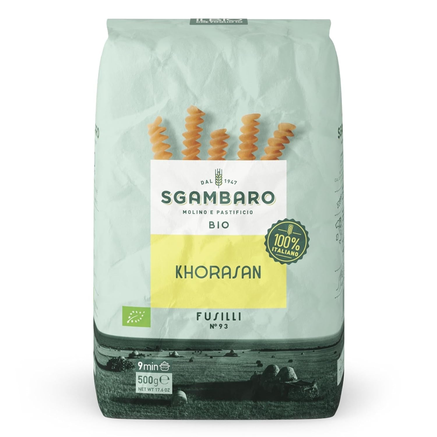Bio-Fusilli-Nudeln Nr. 93 – 500 g Khorasan-Weizen – Uralter Weizen, reich an Proteinen, 100 % in Italien angebaut – Vielseitig in der Küche und reich an Nährstoffen