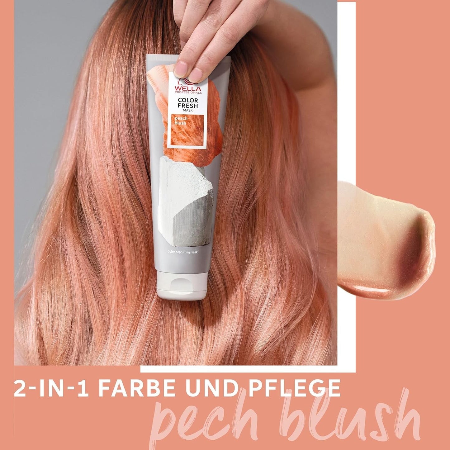 Wella Professionals Color Fresh Mask Peach Blush – Haarkur zur Revitalisierung und Veränderung der Haarfarbe – pflegender Farbton mit Avocadoöl – für blondes und aufgehelltes Haar – 150 ml Naty Shop Haarmaske