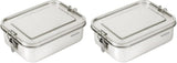 Wenco Edelstahl-Lunchbox, 2 Fächer, großes Fassungsvermögen, 850 ml, Lunchbox, wasserdicht, spülmaschinenfest, inklusive Ersatz-Silikonring, 18,5 x 14 x 5,5 cm, Silber (2 Stück) Naty Shop Frischhalteboxen 850 ml (2 Stück)