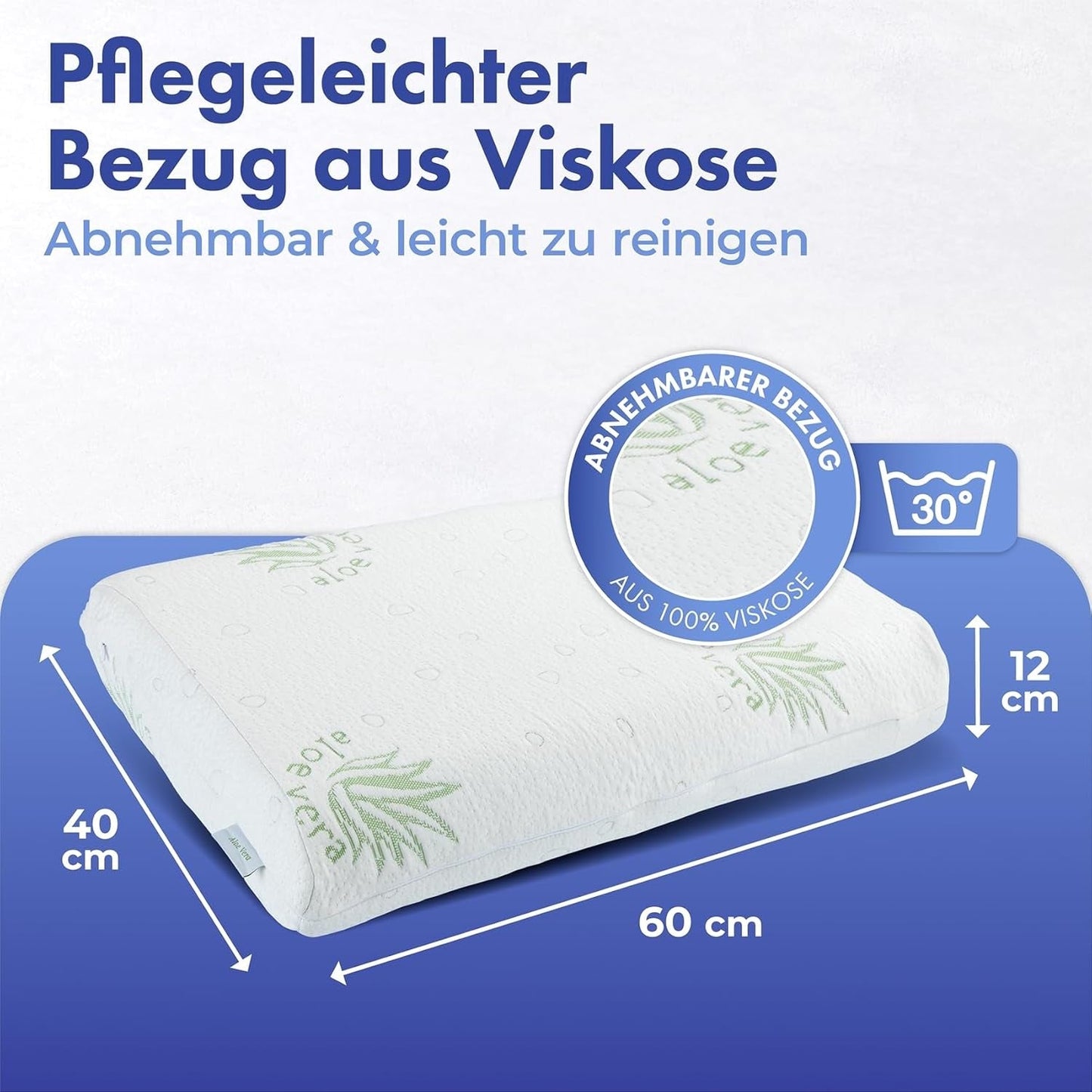 Maximex Visco-Nackenstützkissen, Atmungsaktives Stützkissen mit ergonomischer Schaumstofffüllung, Höhen- und höhenverstellbares Nackenstützkissen für einen erholsamen Schlaf, Mit Aloe Vera Naty Shop Standardkissen