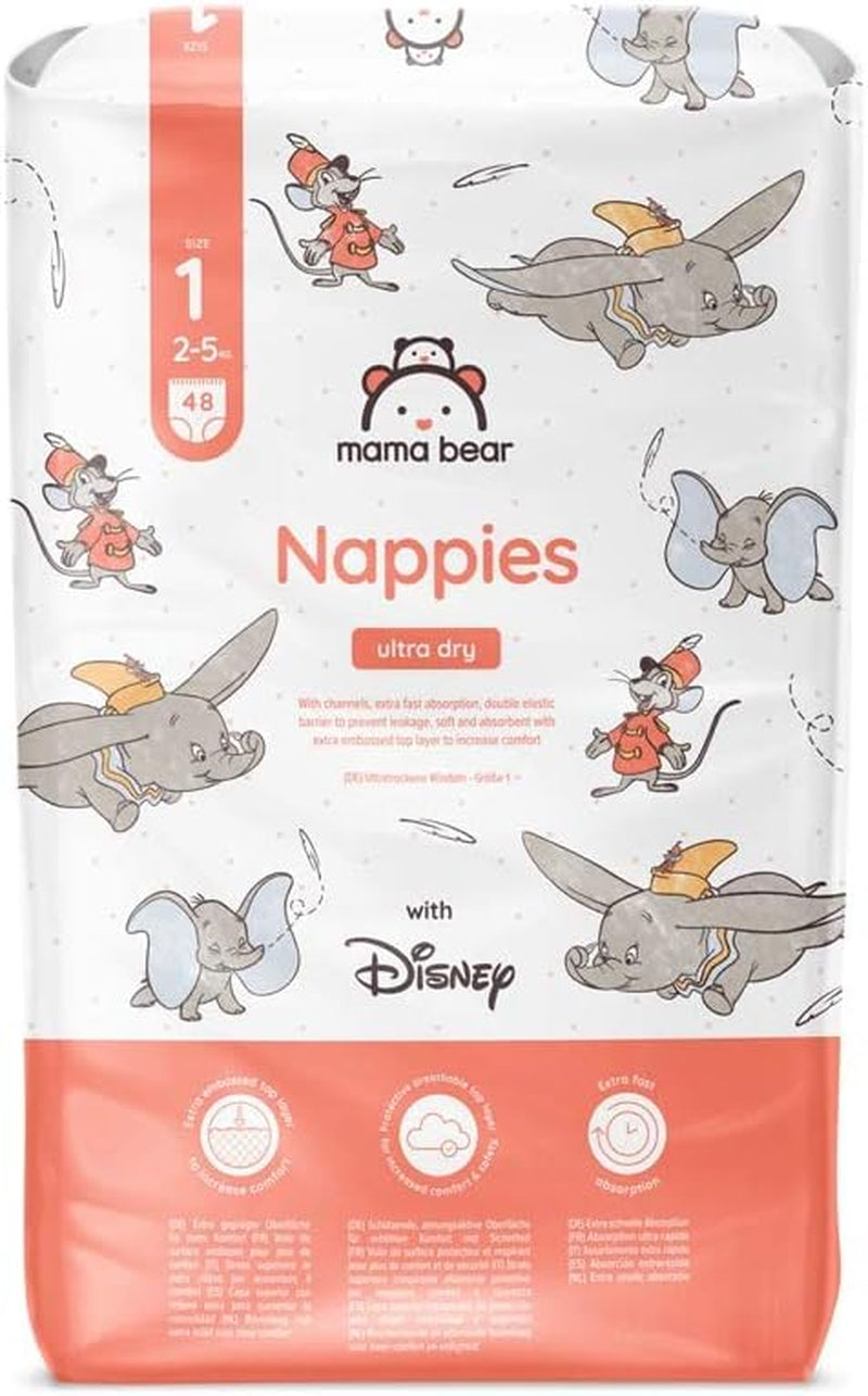 Amazon-Marke: Mama Bear Disney Ultra Dry Windeln, Größe 3 (4–9 kg) – Monatsbox, Weiß, 172 Stück (2 Packungen mit 86 Stück)