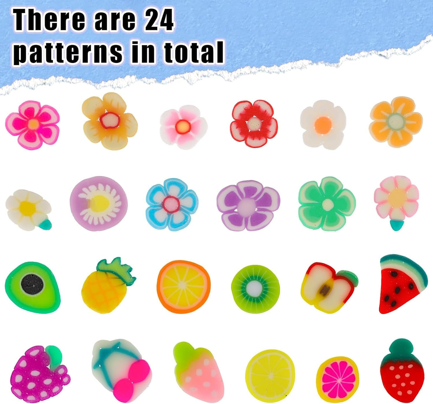 1000 Stk Nagel Obst Scheiben, Nagelkunst Fruchtscheiben Charms Cute Obst-Blumen Charms Mixed Set Mini 3D Obstscheibe Nail Art Zum Nagelkunst Praktische Deko DIY Schleimbasteln Ornament Scrapbooking