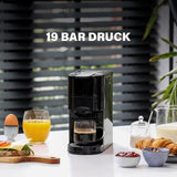Princess 4-in-1-Mehrkapsel-Espressomaschine – 1450 Watt, Kapseln, Pads, gemahlener Kaffee, BPA-frei, 249450, 01.249450.01.001, Schwarz, Silber