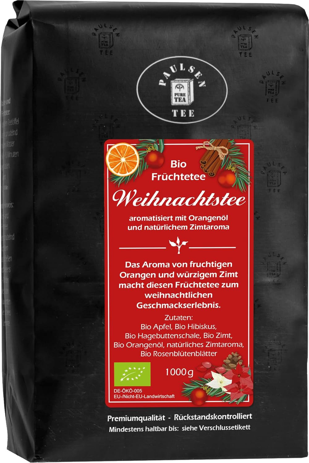 Bio-Weihnachtstee 10 x 100 g, Paulsen Tea Früchtetee, kontrolliert auf Rückstände