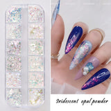 JMEOWIO Nagelglitter 12 Gitter Aurora Nail Art Dekoration Zubehör Nageldesign