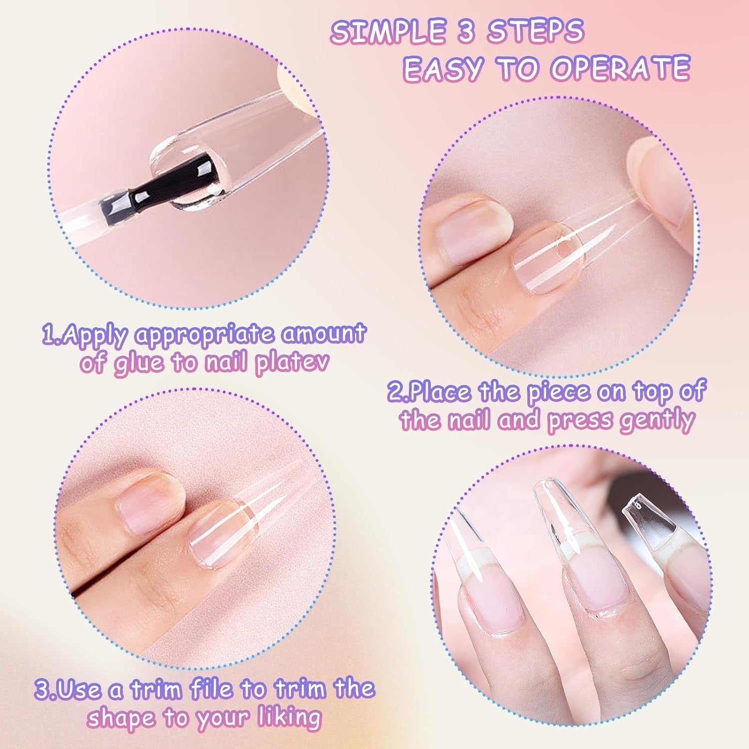 Extra lange transparente Kunstnägel, 240 Stück, halbe Abdeckung, Kunstnägel, quadratisch, gerade, Kunstnägel, französische Nagelverlängerungen für Nagelstudios und DIY-Nagelkunst