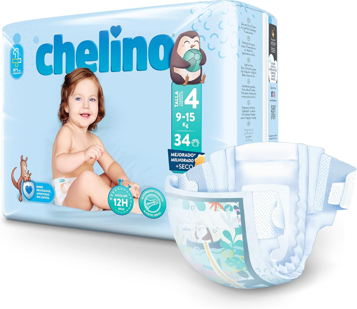 Fashion & Love Babywindeln Größe 4 (9-15 kg), 34 Stück