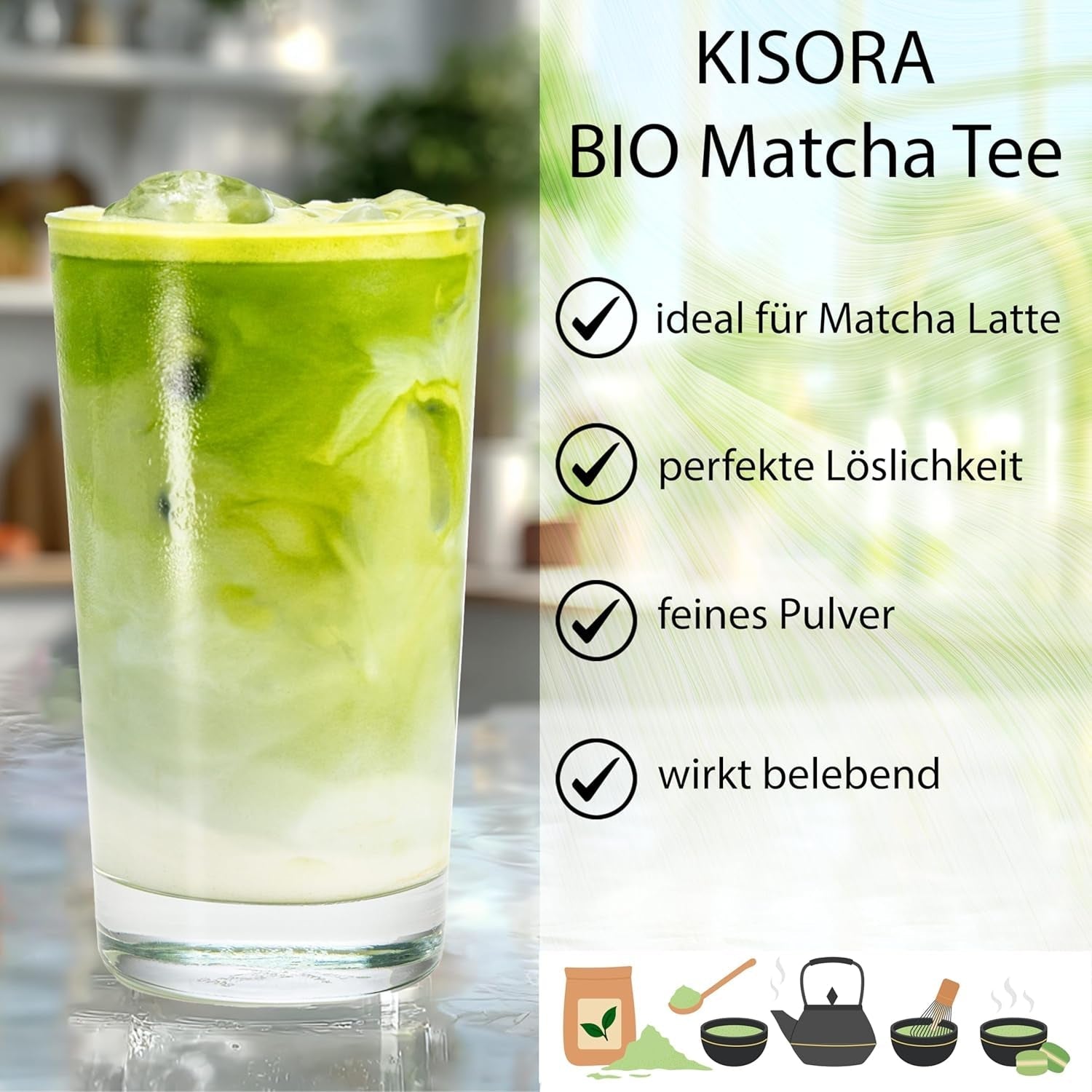 Zeremonieller Matcha BIO-Qualität 100G grüner Tee 100 % Bio-Grüntee-Matcha-Pulver
