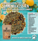 Nananaturas Original LEMON BLISS TEE 85G | Fruchtiger und erfrischender Sommer-Kräutertee | Als kalter Tee, Eistee oder klassisch heiß | Mit Blüten, Blättern und sonnengereiften Beeren | Kein Zucker
