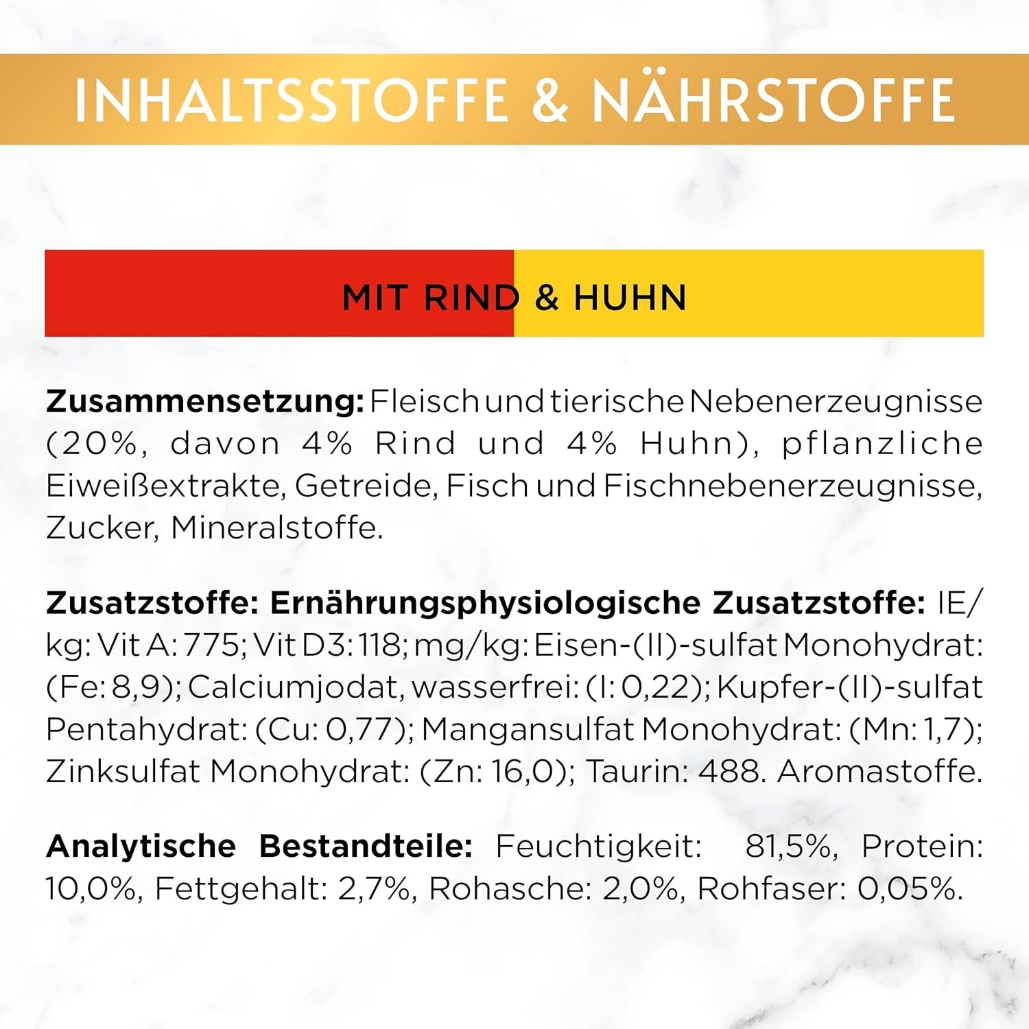 Gourmet Gold Fine Composition Nassfutter für Katzen mit Rind und Huhn, 12er Pack (12 x 85g)