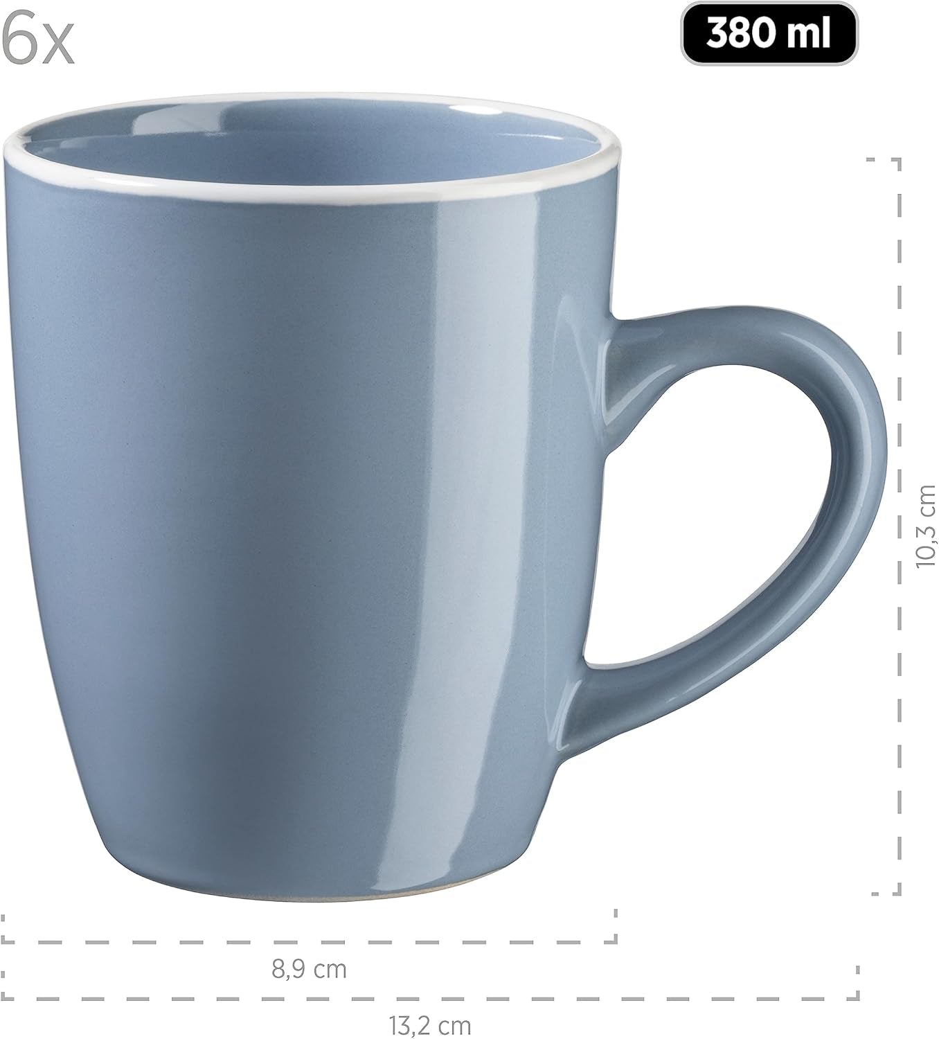 MÄSER 931844 Serie Elissa, modernes Geschirrset für 6 Personen, blau mit weißem Rand, 24-teiliges Kombi-Set, Keramik