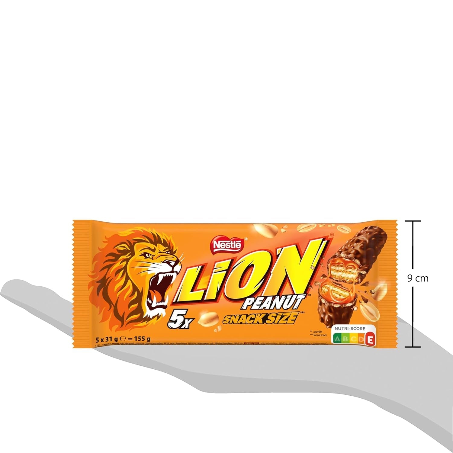 Erdnussschokoladenriegel mit Milchschokoladenüberzug, köstliche Karamellfüllung, Erdnüsse und knusprige Waffeln, Großpackung Süßigkeiten, 1 Packung (5 x 31 g)