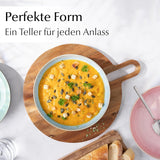 MIAMIO – Speiseteller, 6er-Set (850 ml) / große und tiefe Pastateller, Teller-Set für 6 Personen, Salatschüssel aus Keramik / spülmaschinen- und mikrowellengeeignet – Las Palmitas-Kollektion