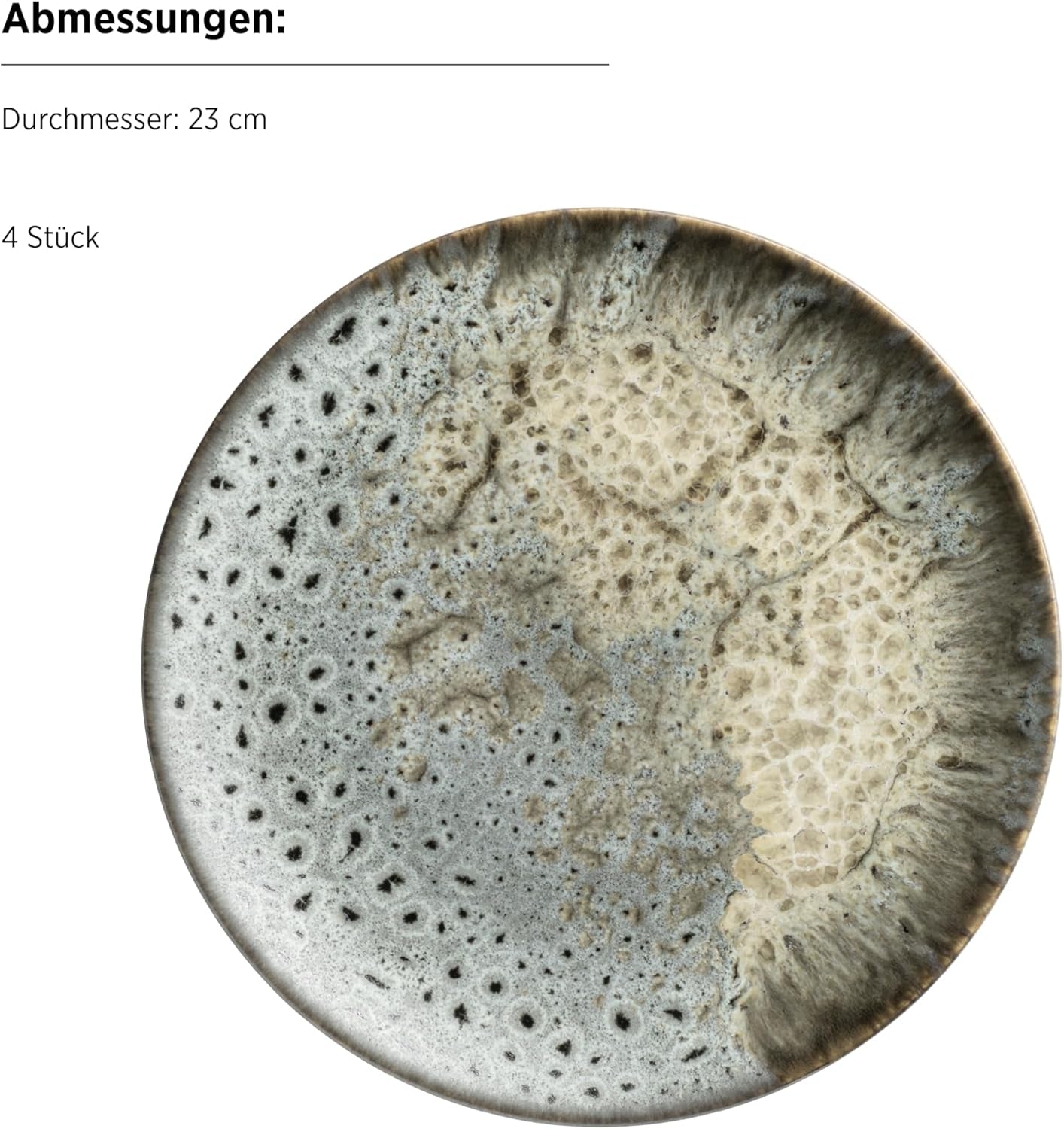 MÄSER Carellia 12-teiliges Frühstücksset – Keramik aus Portugal – reaktive Glasur – 4 Dessertteller 23 cm, 4 Schüsseln 15 cm, 4 Kaffeebecher 430 ml – spülmaschinen- und mikrowellengeeignet, grau