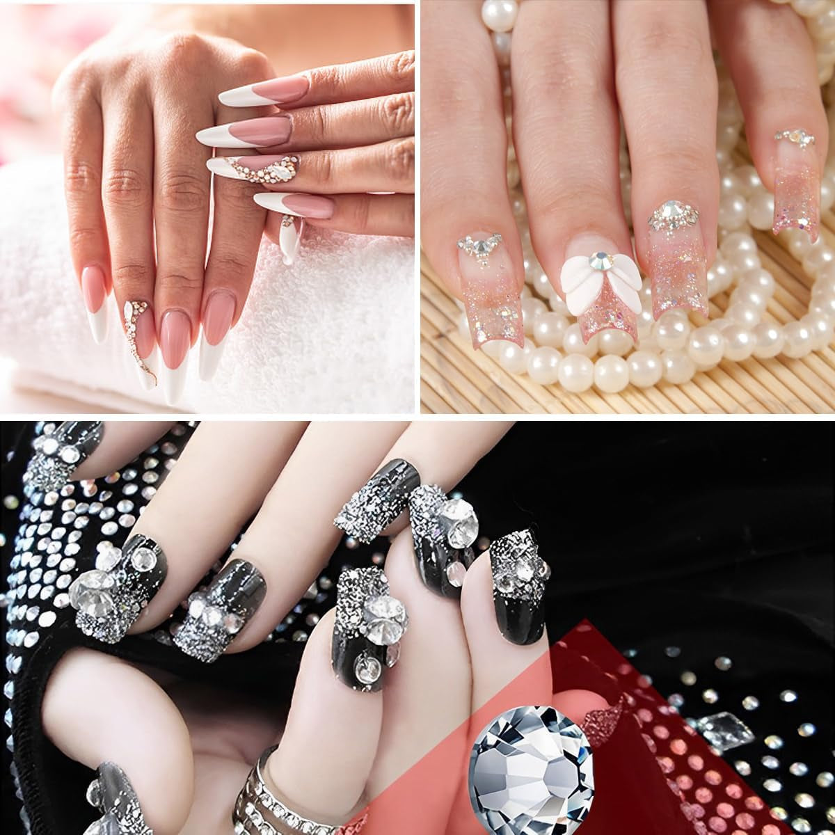 4600 Stück Strasssteine ​​​​Für Nägel, Nagel Glitzersteine ​​​​3 Verschiedene Stil Flache Nagel Gems Nägel Steine ​​​​Kleine Nagel Steinchen Mit Pinzette Und Strass Picker Dotting Pen Für Nägel/Kleidung/Handwerk