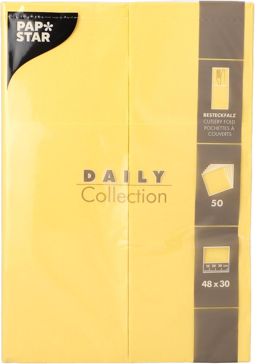 50 Beutel Besteckservietten 'DAILY Collection' 48 cm x 30 cm gelb mit Falte für Besteck
