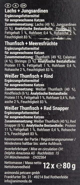 animonda Carny Adult Ocean Marine Sorte Nr. 1 (12 x 80 g), Nassfutter für ausgewachsene Katzen, Nassfutter mit zarten Fischfilets, getreide- und zuckerfreies Katzenfutter