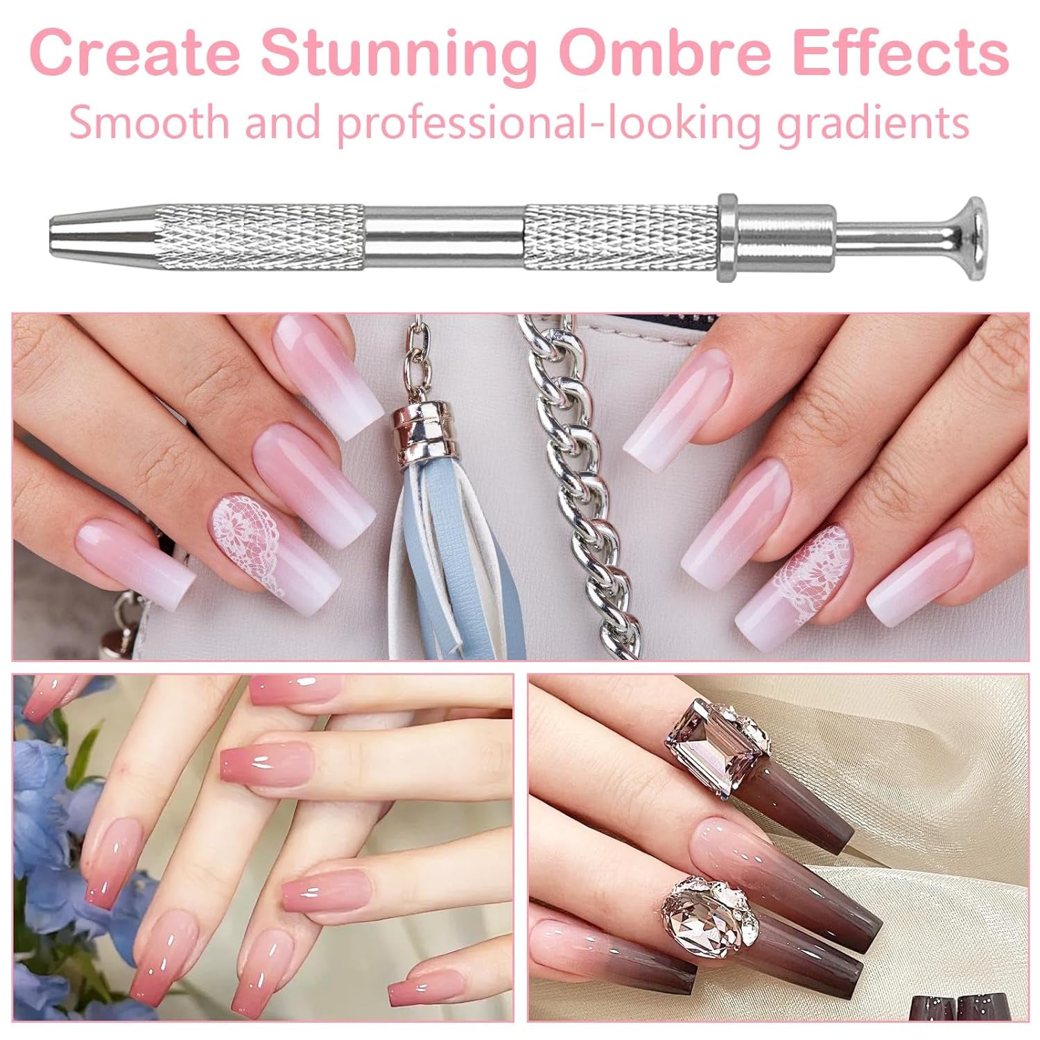100 Stück Latexfrei Nailart Schwämme, Ombre Nagelschwammpinsel, Nagelschwamm Mit Metallgreifer 100 Blatt Nailart-Mischpapier Ausstellungsbox, Maniküre Schwamm Applikator Für Farbverlauf Nailart