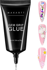 Makartt Strass-Klebegel – 15 ml UV-Nagelkleber-Set mit rosa Nagel-Charms, Herz-Kreis-Nagelschmuck und Nageldesign-Zubehör für Heim-Maniküre, Valentinstagsgeschenk