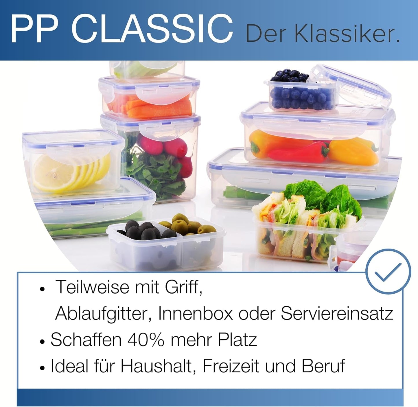 LocknLock PP Classic Frischhaltedosen-Set 5-teilig | 180 ml, 350 ml, 600 ml, 870 ml, 3,6 l | 100 % luft- und wasserdicht | ohne BPA | Gefrier- und Kühlschrank-Organizer | Spülmaschinen- und mikrowellengeeignete Aufbewahrungsboxen für Lebensmittel von Naty Shop