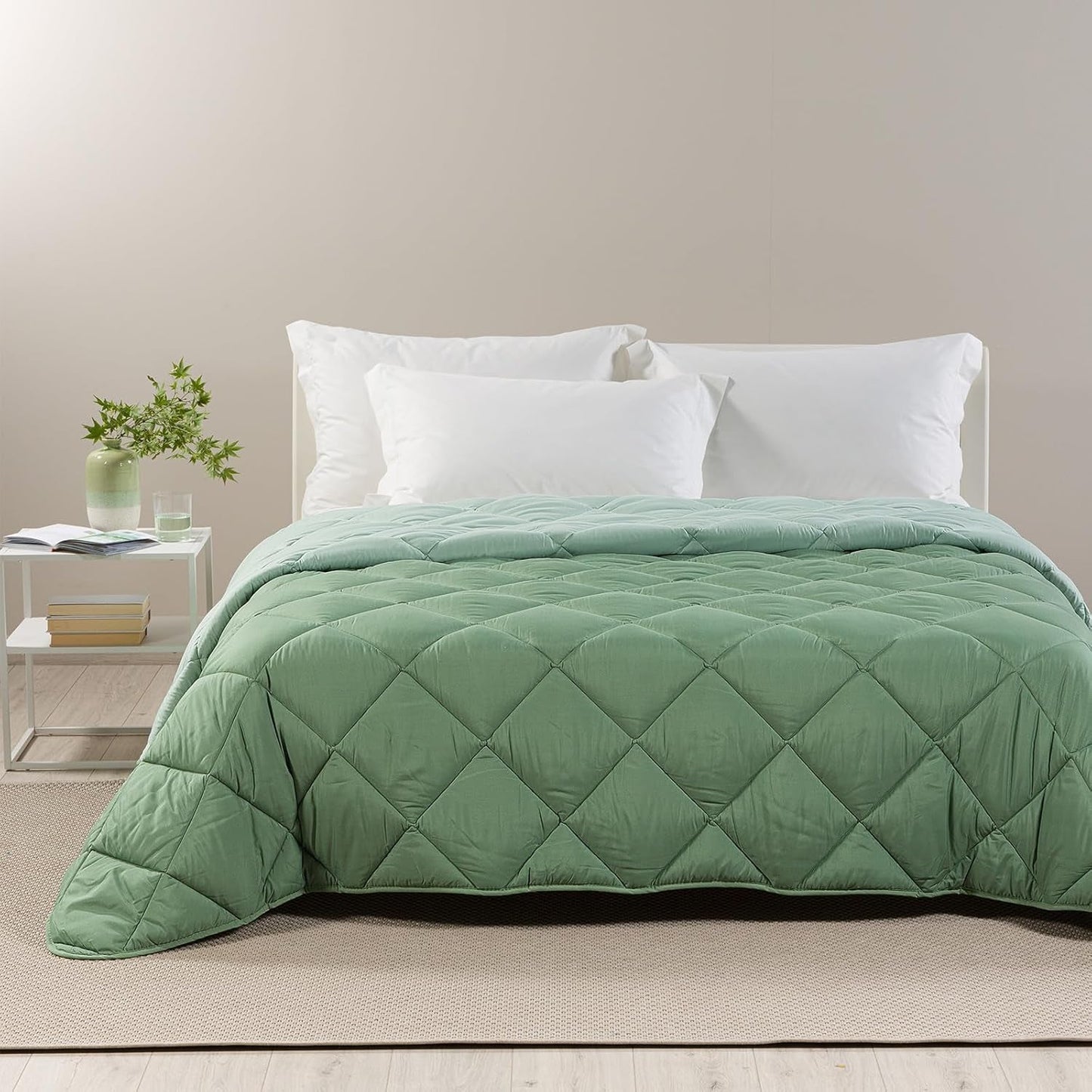 Caleffi Steppdecke für Doppelbett, Winter, 260 x 265 cm, Mikrofaser, Doppelbett, Winter, weich, bequem, gepolstert, langlebig, waschbar, Anti-Allergie-Steppdecke, hergestellt im Naty Shop, Jade-Steppdecken und Steppdecken, 260 x 265 cm