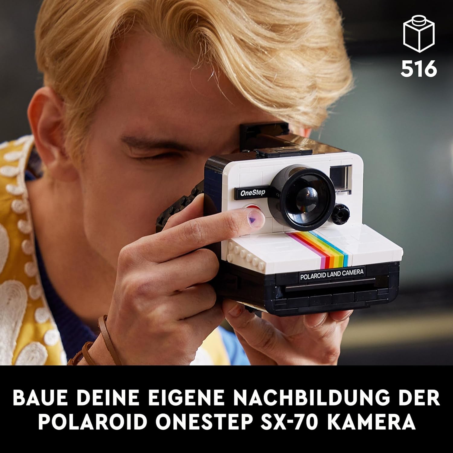 LEGO Ideas Polaroid Onestep SX-70 Kameraset für Erwachsene, Sammlerstück mit authentischen Details, kreative Aktivität, Fotogeschenke für Frauen, Männer, Ihn, Sie und Jugendliche 21345 Bausets Besuchen Sie den LEGO-Store