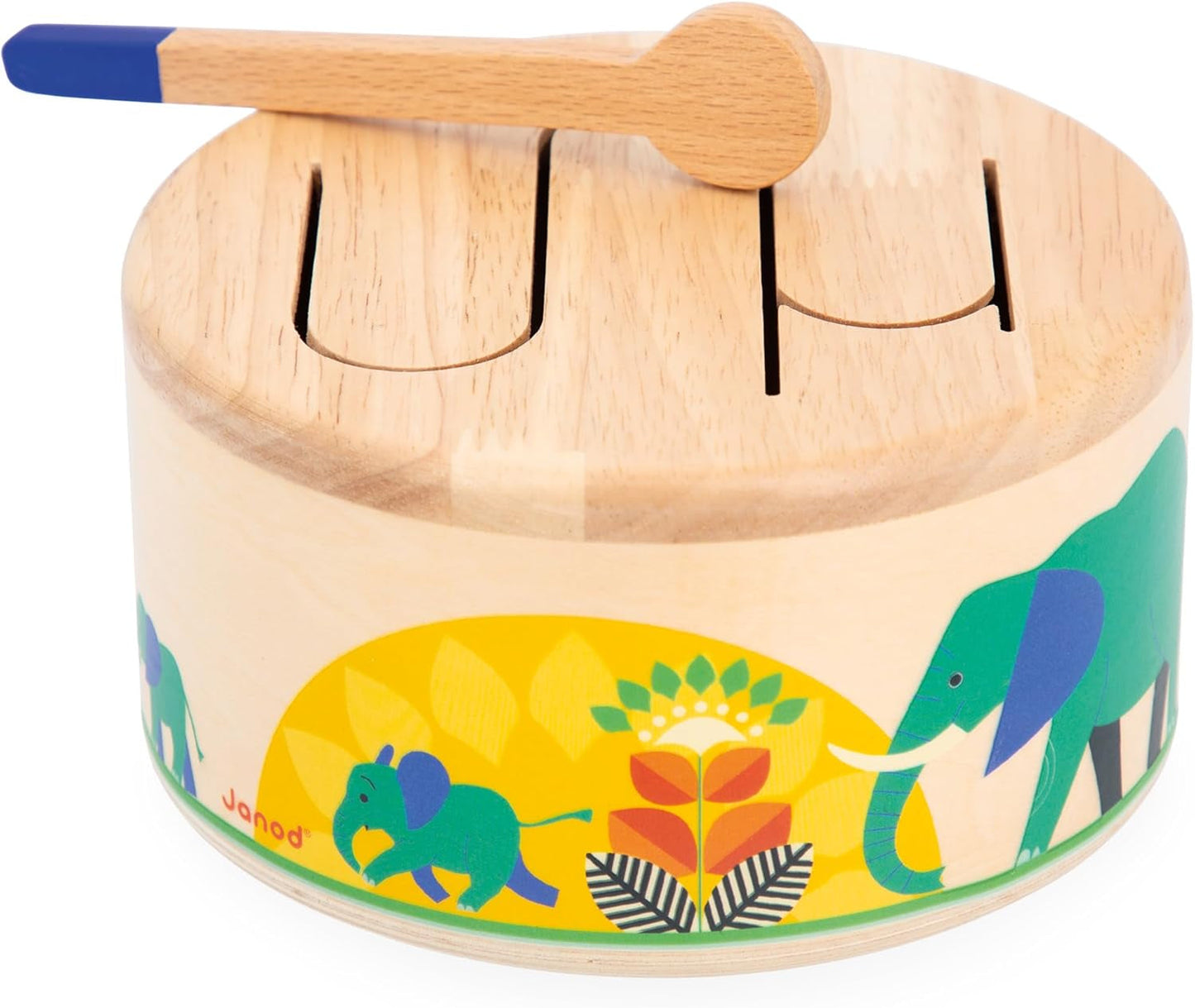 Janod - Gioia Drum - FSC-Holztrommel + Trommel - Rollenspiel und musikalische Früherziehung - Aquarell - Ab 18 Monaten, J07650 Bebe Toys Naty Shop