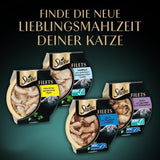 SHEBA Filets Adult Katzenfutter in Sauce mit Huhn, Hochseefisch und Garnelen 16 x 60g Schale