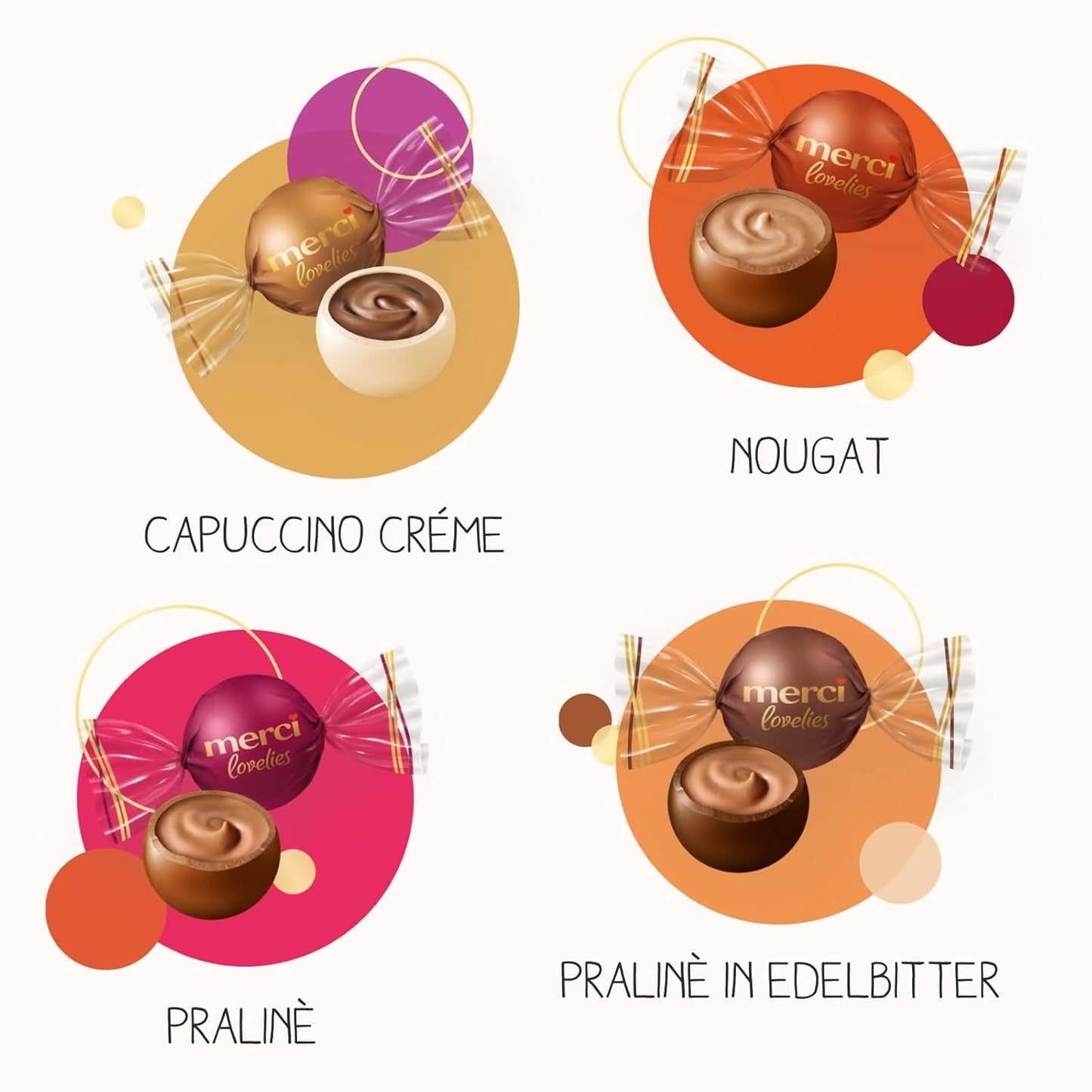 Merci Lovelies Creamy – 185 Gramm – Pralinenmischung mit mit Naty Shop gefüllten Schokoladenspezialitäten