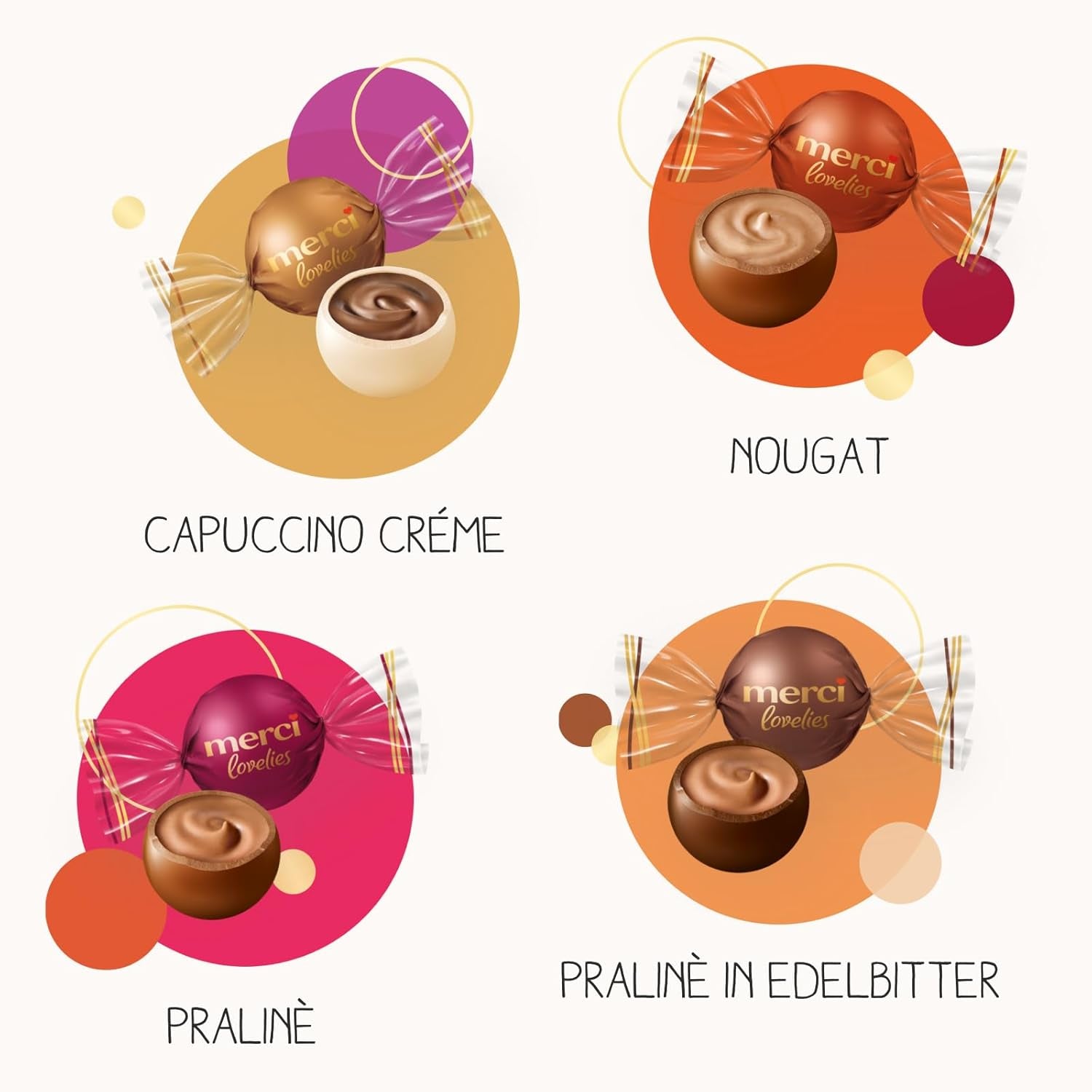 Merci Lovelies Creamy – 185 Gramm – Pralinenmischung mit mit Naty Shop gefüllten Schokoladenspezialitäten