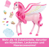 Barbie Pegasus Magic Hide and Seek – Interaktives Spielzeug mit Lichtern und Geräuschen, 10 Zubehörteilen, Regenbogenflügeln, für Kinder ab 3 Jahren, HLC41